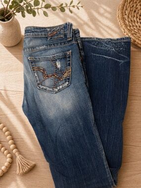 Vintage Big Star Women's Dark Blue Flared Jeans